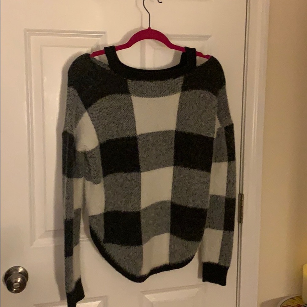 Black And White Patchwork Express Sweater - image 4
